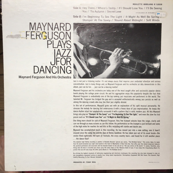 Maynard Ferguson ~ Maynard Ferguson Plays Jazz For Dancing (Vinyl) - Djungel & Jazz