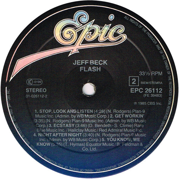 Jeff Beck ~ Flash (Vinyl) - Djungel & Jazz