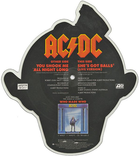 AC/DC : You Shook Me All Night Long (7", Shape, Pic)