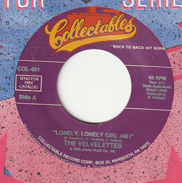Velvelettes ~ Lonely, Lonely Girl / Bird In The Hand (Is Worth Two In The Bush) (Vinyl) - Djungel & Jazz