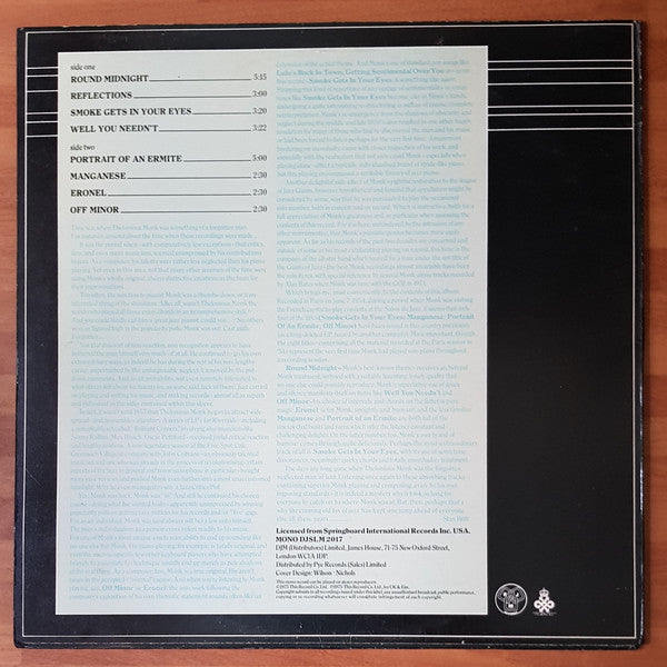 Thelonious Monk : Pure Monk (LP, Album, Mono, RE)