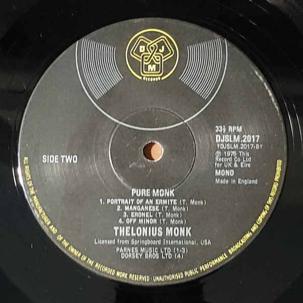 Thelonious Monk : Pure Monk (LP, Album, Mono, RE)