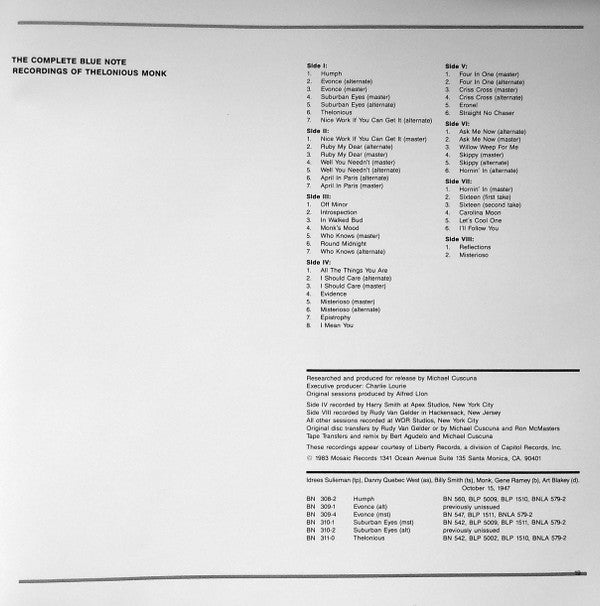 Thelonious Monk ~ The Complete Blue Note Recordings Of Thelonious Monk (Vinyl) - Djungel & Jazz