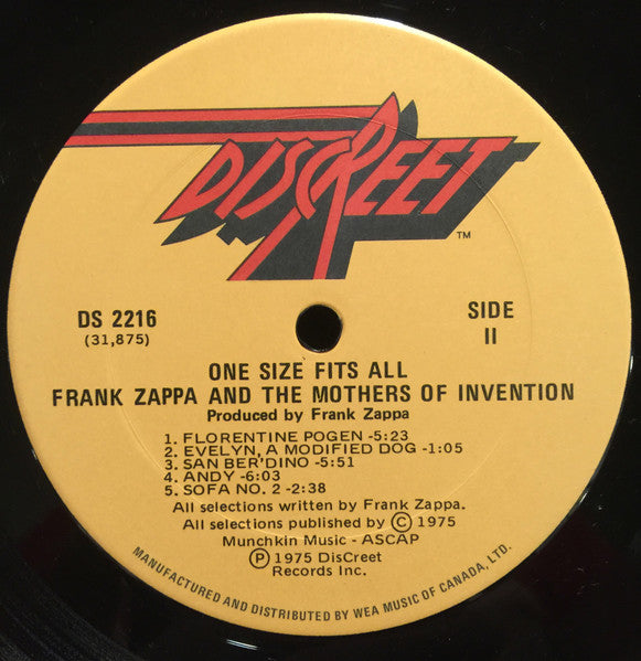 Frank Zappa And The Mothers Of Invention* : One Size Fits All (LP, Album, Don)