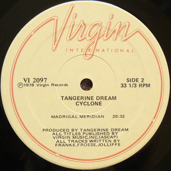 Tangerine Dream ~ Cyclone (Vinyl) - Djungel & Jazz