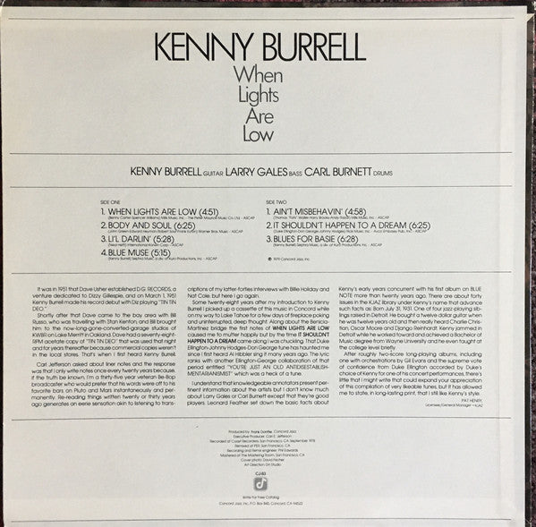 Kenny Burrell : When Lights Are Low (LP, Album)