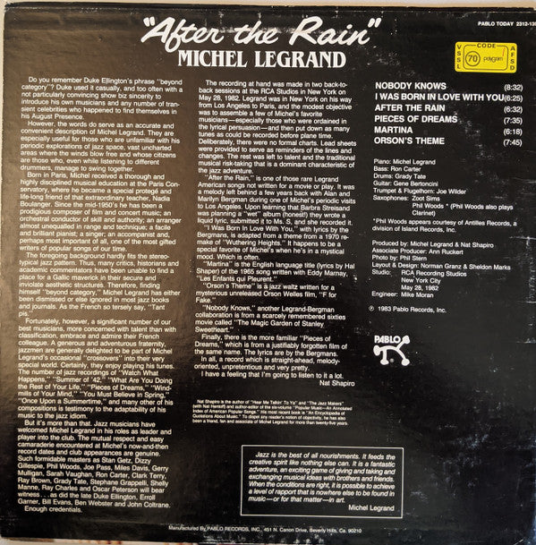 Michel Legrand ~ After The Rain (Vinyl) - Djungel & Jazz