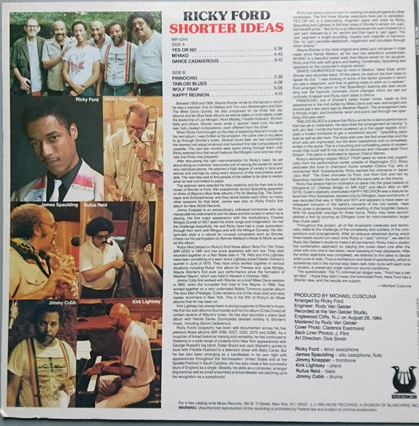 Ricky Ford : Shorter Ideas (LP, Album)