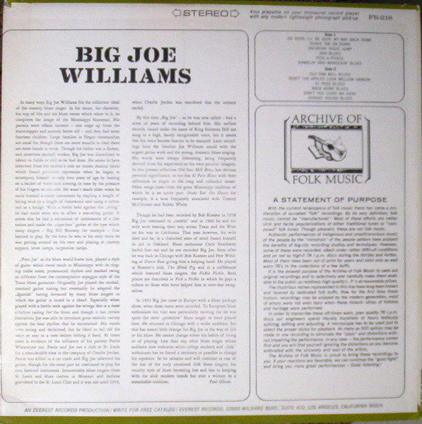 Big Joe Williams ~ Big Joe Williams (Vinyl) - Djungel & Jazz