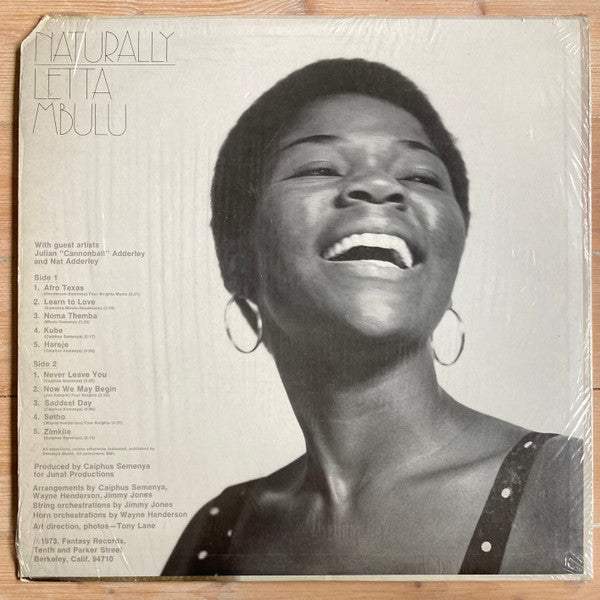 Letta Mbulu With Guest Artists Cannonball Adderley And Nat Adderley ~ Naturally (Vinyl) - Djungel & Jazz