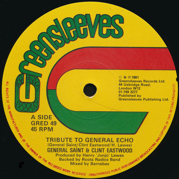 General Saint & Clint Eastwood ~ Tribute To General Echo / Two Bad D.J. (Vinyl) - Djungel & Jazz