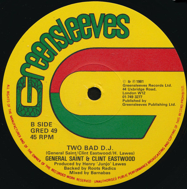 General Saint & Clint Eastwood ~ Tribute To General Echo / Two Bad D.J. (Vinyl) - Djungel & Jazz