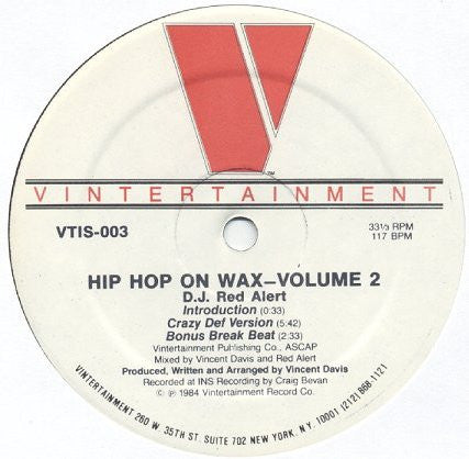 D.J. Red Alert ~ Hip Hop On Wax Volume 2 (Vinyl) - Djungel & Jazz