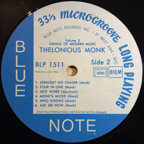 Thelonious Monk : Genius Of Modern Music Volume 2 (LP, Comp, Mono, RE)