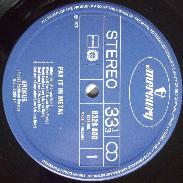 Krokus ~ Pay It In Metal (Vinyl) - Djungel & Jazz