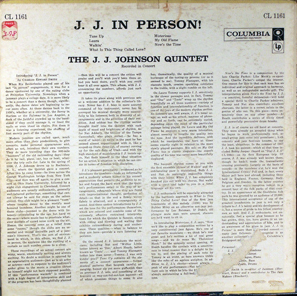 The J.J. Johnson Quintet ~ J. J. In Person! (Vinyl) - Djungel & Jazz