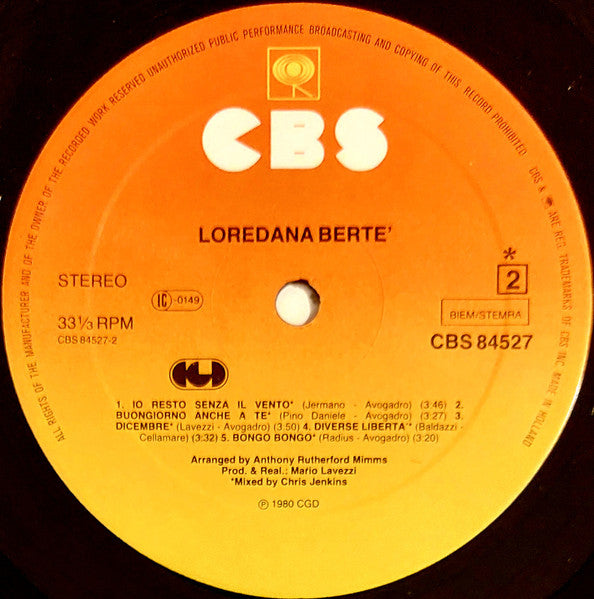 Loredana Bertè ~ Loredana Bertè (Vinyl) - Djungel & Jazz