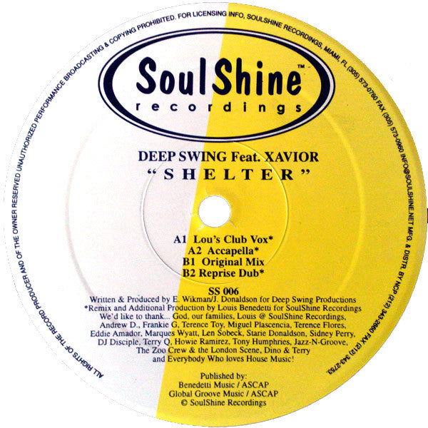 Deep Swing Feat. Xavior ~ Shelter (Vinyl) - Djungel & Jazz