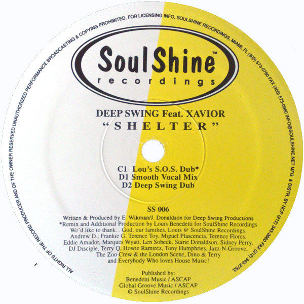 Deep Swing Feat. Xavior ~ Shelter (Vinyl) - Djungel & Jazz
