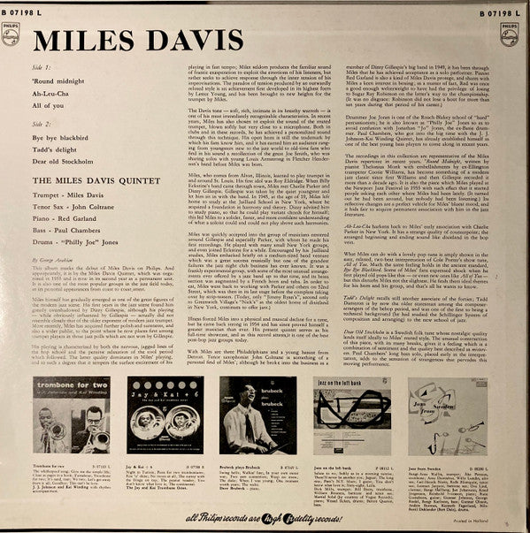 Miles Davis : Miles Davis (LP, Album, Mono)