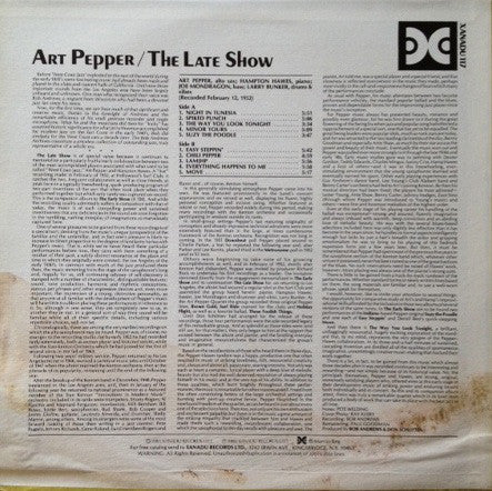 Art Pepper ~ The Late Show (Vinyl) - Djungel & Jazz