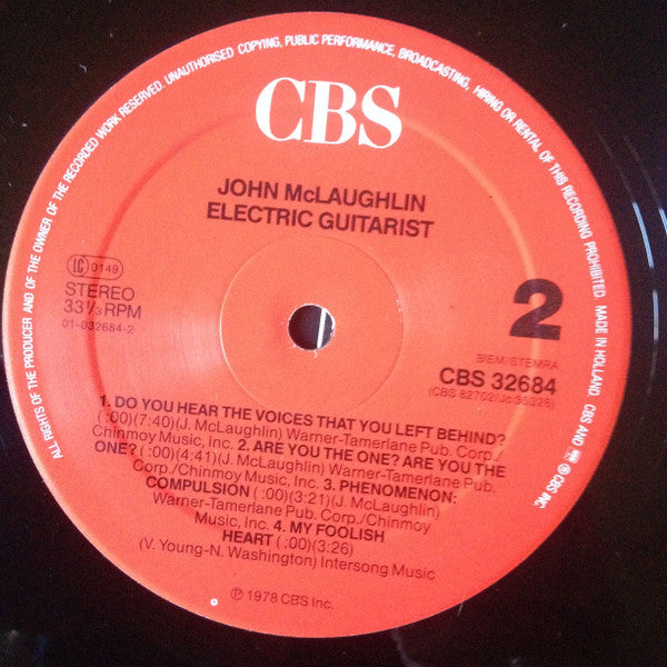 John McLaughlin : Electric Guitarist (LP, Album, RE, Gat)
