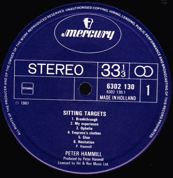 Peter Hammill ~ Sitting Targets (Vinyl) - Djungel & Jazz