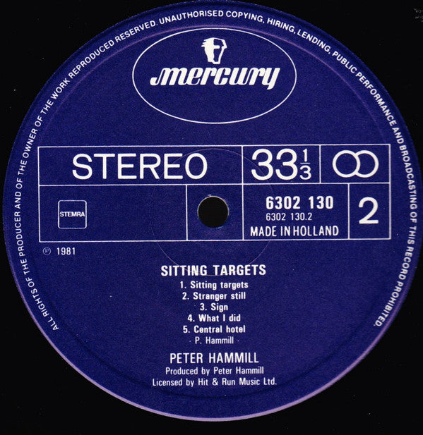 Peter Hammill ~ Sitting Targets (Vinyl) - Djungel & Jazz