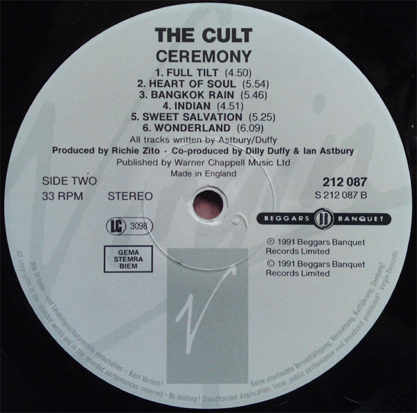 The Cult : Ceremony (LP, Album)
