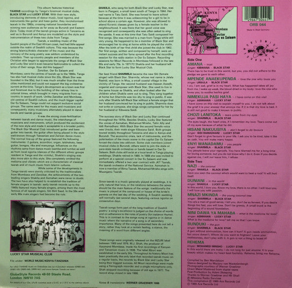 Black Star Music Club & Lucky Star Musical Club ~ Nyota - Classic Taarab Recordings From Tanga (Vinyl) - Djungel & Jazz