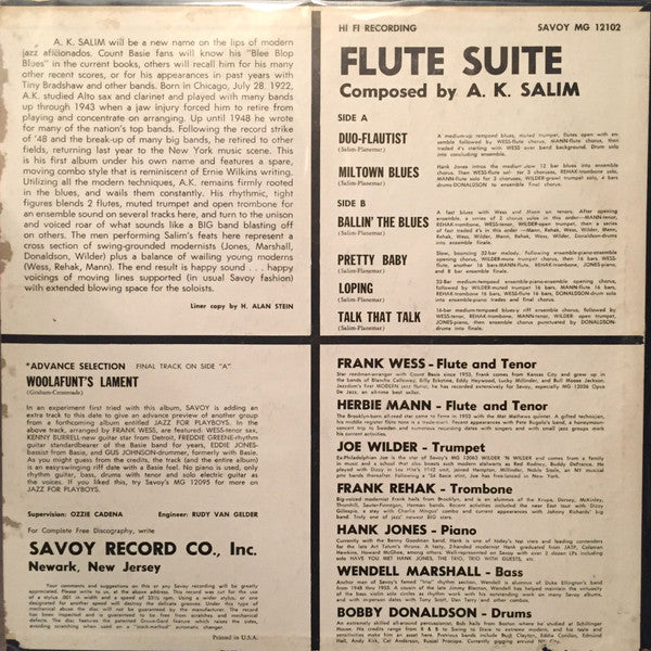 A.K. Salim ~ Flute Suite (Vinyl) - Djungel & Jazz