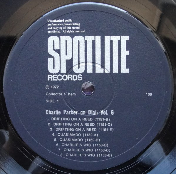 Charlie Parker : Charlie Parker On Dial Volume 6 (LP, Comp, Mono, RP)