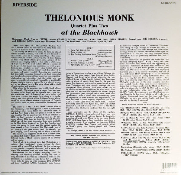 Thelonious Monk Quartet Plus Two ~ At The Blackhawk (Vinyl) - Djungel & Jazz