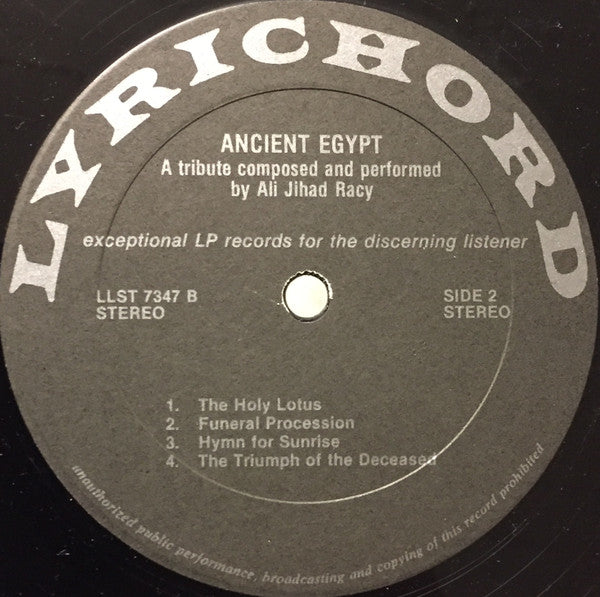 Ali Jihad Racy ~ Ancient Egypt (Vinyl) - Djungel & Jazz
