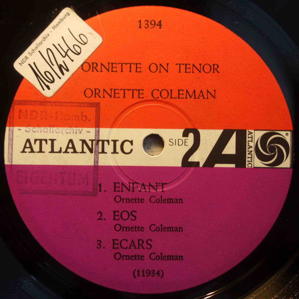 Ornette Coleman : Ornette On Tenor (LP, Album, Mono, DG)