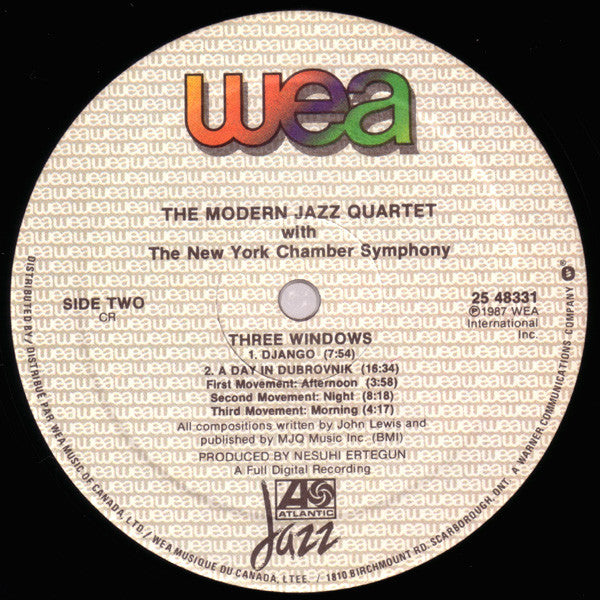 The Modern Jazz Quartet with New York Chamber Symphony ~ Three Windows (Vinyl) - Djungel & Jazz