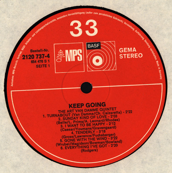 The Art Van Damme Quintet ~ Keep Going (Vinyl) - Djungel & Jazz