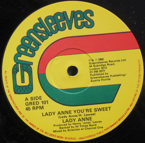 Lady Ann / Sister Nancy : Lady Anne You're Sweet / Ball A Roll (12", Single)