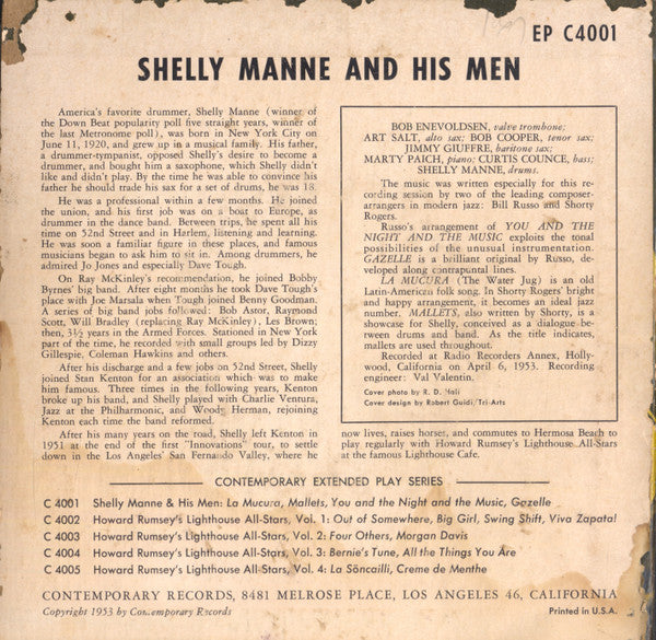 Shelly Manne & His Men ~ Shelly Manne & His Men (Vol. 1) (Vinyl) - Djungel & Jazz