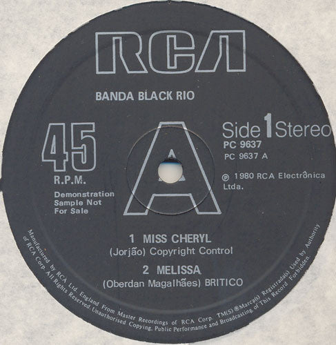 Banda Black Rio : Miss Cheryl (12", Promo)