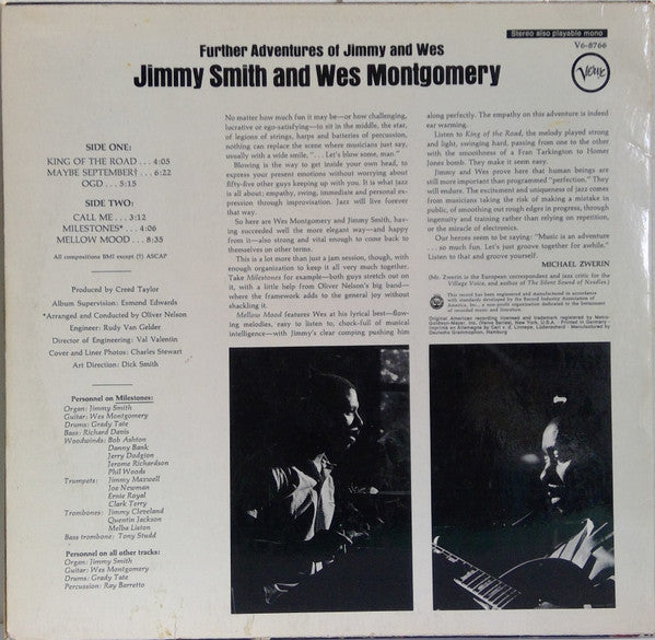 Jimmy Smith And Wes Montgomery ~ Further Adventures Of Jimmy And Wes (Vinyl) - Djungel & Jazz
