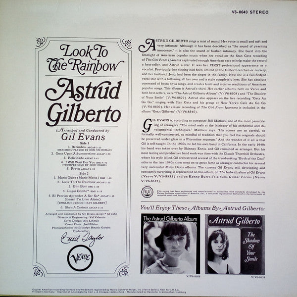 Astrud Gilberto ~ Look To The Rainbow (Vinyl) - Djungel & Jazz