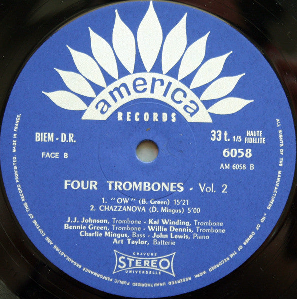 John Lewis - Charlie Mingus - J.J. Johnson - Kai Winding - Benny Green - Willie Dennis ~ Four Trombones Volume 2 (Vinyl) - Djungel & Jazz