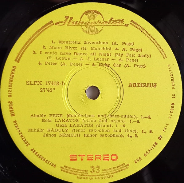 Pege Trio - Aladár Pege / Béla Szakcsi Lakatos / Géza Lakatos & Mihály Ráduly / János Németh / Szabóky Márta : Montreux Inventions (LP, Album, Yel)