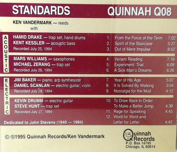 Ken Vandermark ~ Standards (Vinyl) - Djungel & Jazz