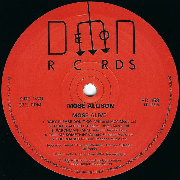 Mose Allison : Mose Alive! (LP, Album, Mono, RE)