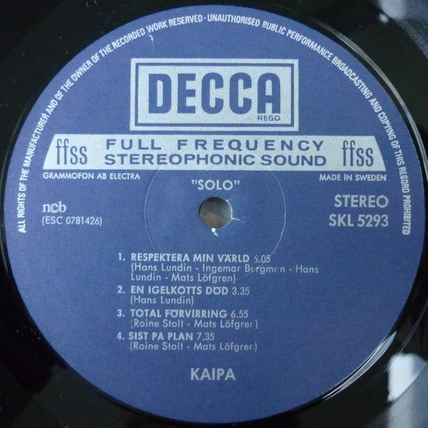 Kaipa ~ Solo (Vinyl) - Djungel & Jazz