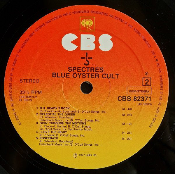 Blue Öyster Cult : Spectres (LP, Album)