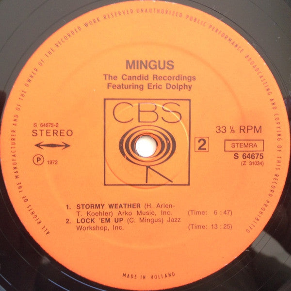 Charles Mingus Featuring Eric Dolphy ~ Mingus - The Candid Recordings (Featuring Eric Dolphy) (Vinyl) - Djungel & Jazz