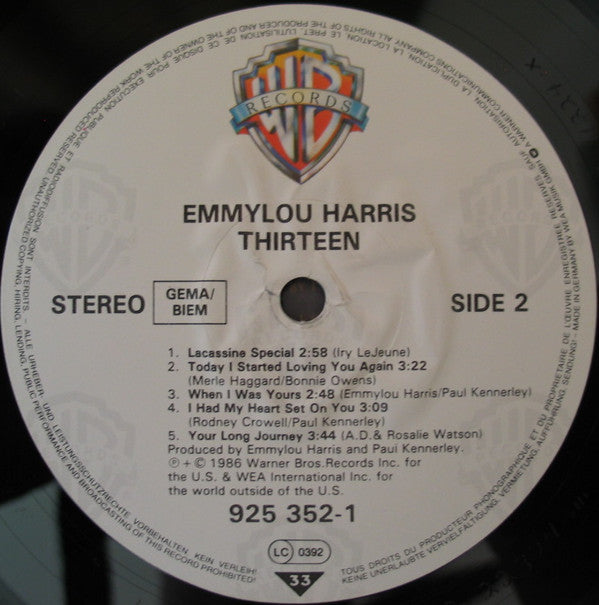 Emmylou Harris ~ Thirteen (Vinyl) - Djungel & Jazz